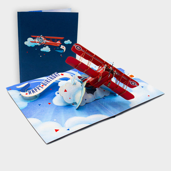 3D Pop-Up Karte mit Flugzeug und Birthday Banner