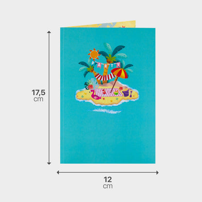 Strand Party mit Tieren - Pop-Up Karte