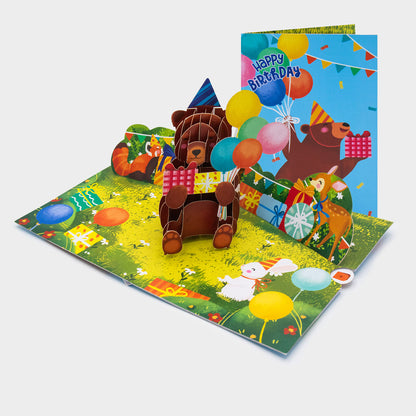 Teddybär mit Geschenken - Pop-Up Karte