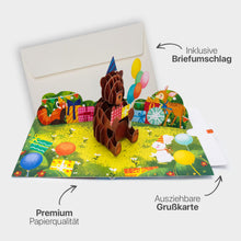 Teddybär mit Geschenken - Pop-Up Karte
