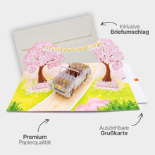 Hochzeitsauto mit "Just Married" Girlande - Pop-Up Karte