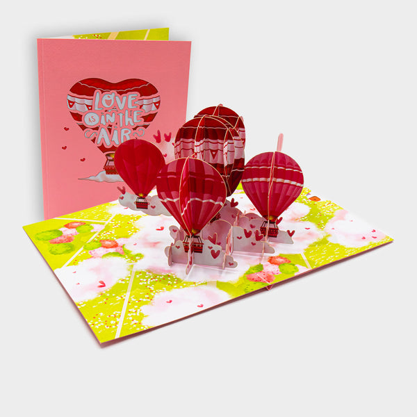 3D Pop-Up Karte mit romantischem Heißluftballon