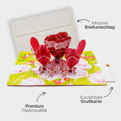 Romantische Heißluftballons – Pop-Up Karte