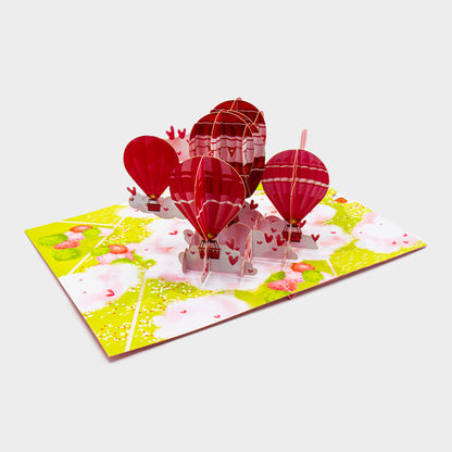 Romantische Heißluftballons – Pop-Up Karte